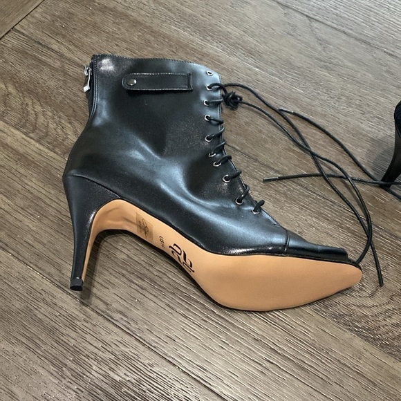 NWT BURJU Moment  Open Toe Lace Up Tongue Ankle Boots | Black | Size 14 - Picture 9 of 9